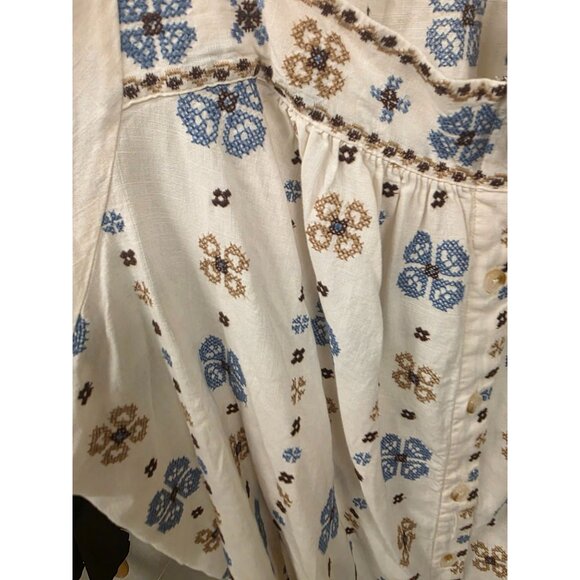 Torrid Womens Cottage Floral Embroidered Peasant Top Size 6X Cotton Linen Blend - Picture 3 of 6